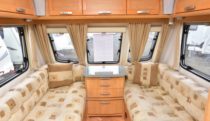 The Ariva's front lounge will seat four. The cherry-wood finish and new handles were added for the 2008 model year
