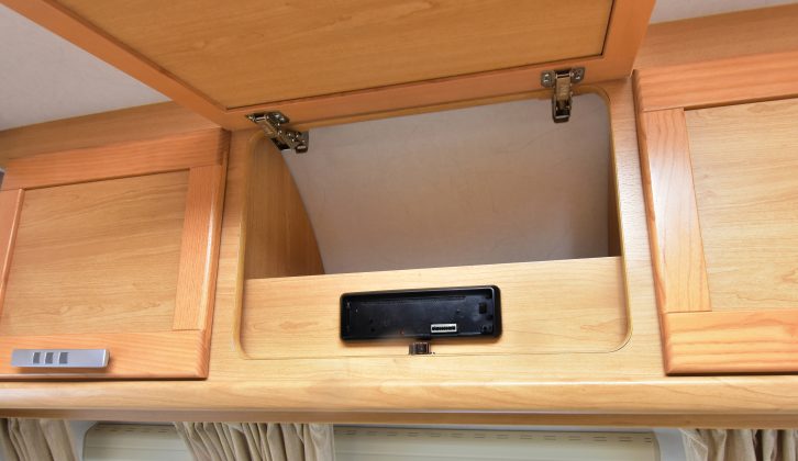 The Ariva's radio/CD player is mounted inside the centre front overhead locker