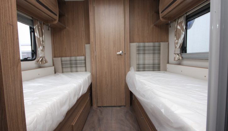 The fixed singles are what this layout is all about – read more in the Practical Caravan Coachman VIP 565 review