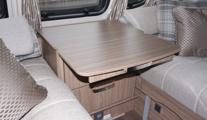 There's some useful extra space for cups of tea and coffee in the Coachman VIP 565's lounge