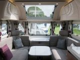 Adria wanted to create a van with a large front lounge – it is U-shaped, bright and generously-proportioned with concave overhead locker doors