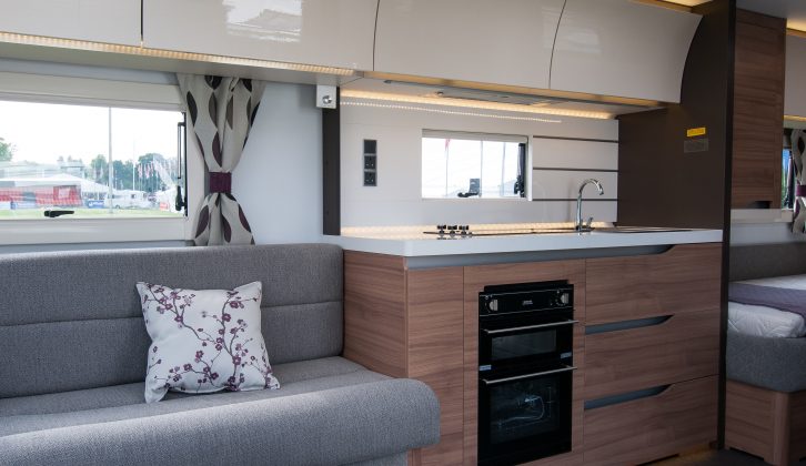 With its clean lines, the offside kitchen feels spacious and has a separate oven and grill