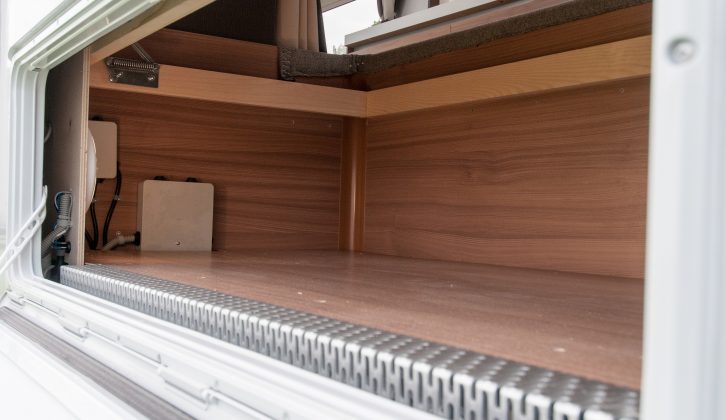 This underbed space has a metal strip on its outside edge, to prevent damage