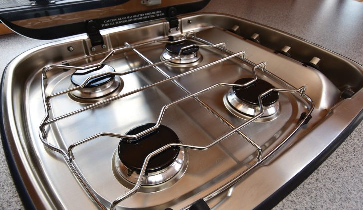 Bailey has placed the controls on the four-burner hob to the side, away from children