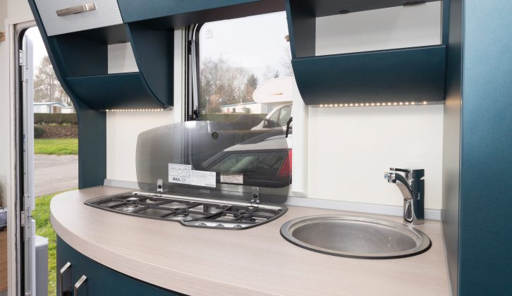 The galley is sleek and stylish in the Knaus Sport & Fun