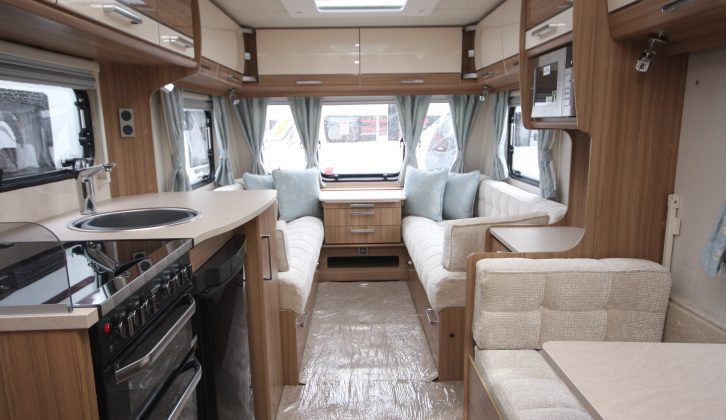 Looking down the van, you can see how far the Skyview rooflight extends over the kitchen/dinette, as well as the lounge