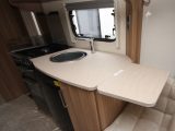 An extension flap increases worktop space in the kitchen of this 2016 Lunar