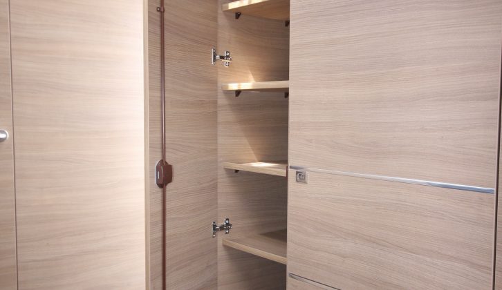 As well as a half-height hanging space over the heater in the wardrobe, you get six shelves
