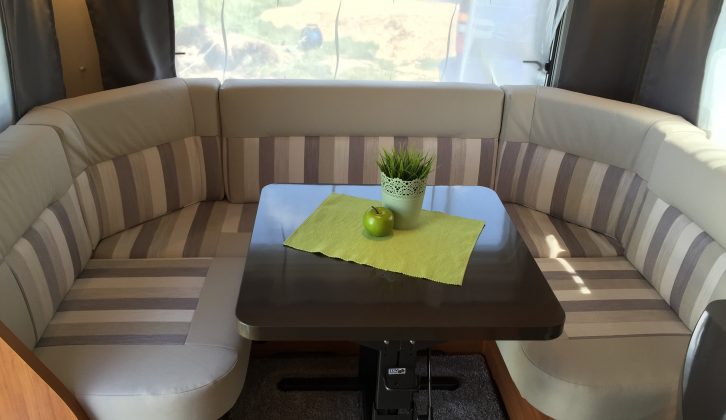 There's a comfortable and spacious U-shaped lounge at the rear of the Hobby Ontour 470 UL