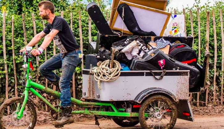 Some festival-goers had to resort to rather more extreme methods of carting their gear around the site