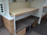 It's easy to convert the dinette into bunks, although they're only suitable for younger children – the upper is 1.87m x 0.64m, the lower is 1.96m x 0.77m