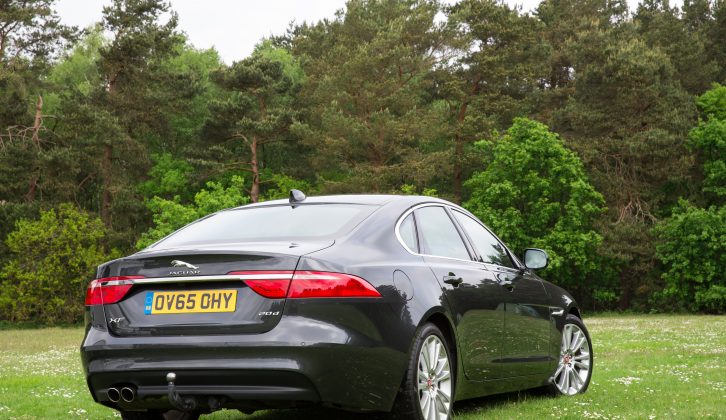 Rear-wheel-drive four-doors aren't obvious tow cars, but we think the Jaguar XF is one of the best