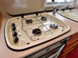 A ceramic, four-burner gas hob and sink with drainer are fitted – check them carefully prior to purchase for serious scratches