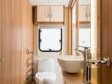 The central washroom isn't huge but makes good use of the space – read the Practical Caravan Lunar Clubman SR review to find out more