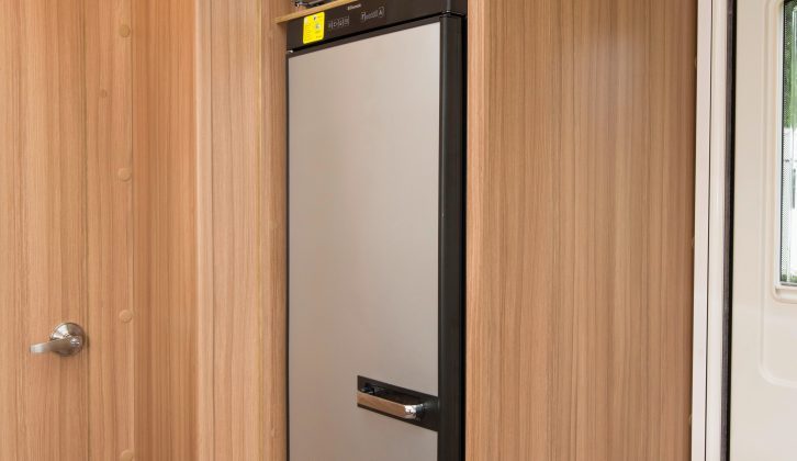 The slimline fridge looks smart, but the microwave above it will be too high for many caravanners