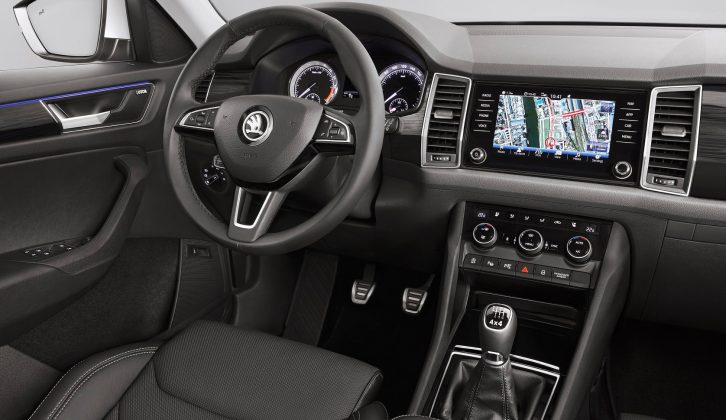 Available in five- and seven-seat versions, the Škoda Kodiaq's second row of seats can slide back and forward