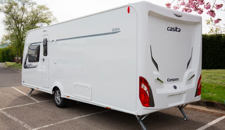 The large blank nearside wall betrays this caravan's layout