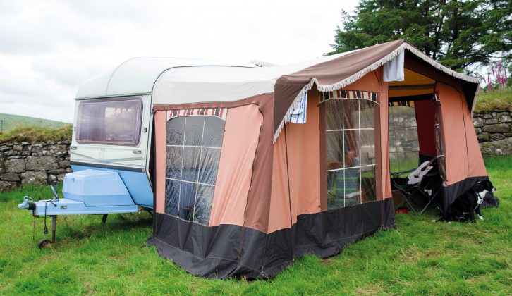 Barbara and Keith found a contemporary awning on eBay which accommodates Bertie their dog