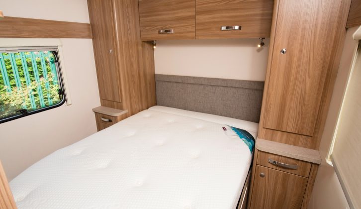 The rear island double bed in the Sprite Major 4 EB is 1.90m x 1.33m
