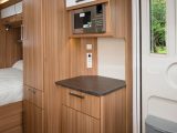 The microwave is at a useful height, plus this area provides good storage options – read more in the Practical Caravan Lunar Lexon 560 review