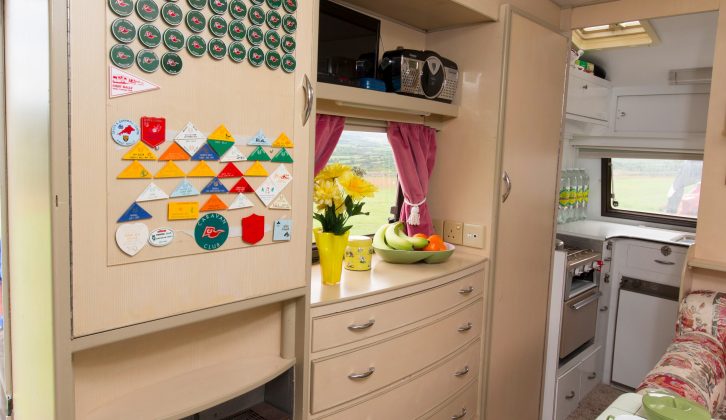 There's quite a collection of badges in this much-loved vintage caravan
