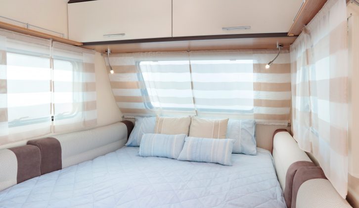 Enjoy domestic-style comfort in the Caravelair Antarès 455's bedroom