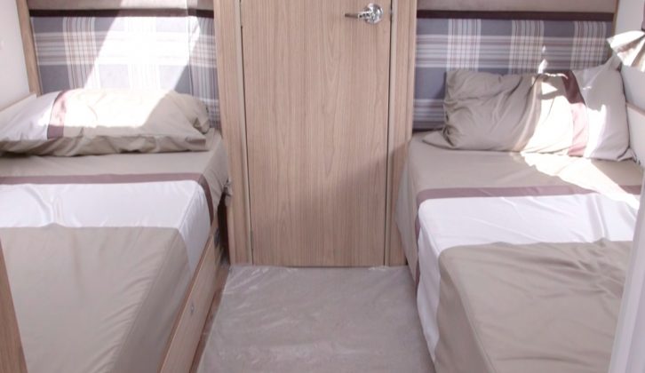 The fixed single beds in this 2017-season Coachman caravan are now lower set than before
