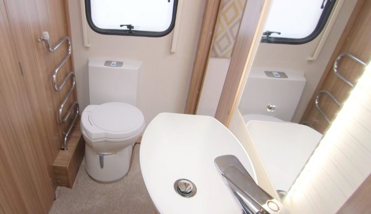 You'll also see the central washroom of this Lunar caravan when you tune in on Sky 212, Freeview 254 or Freesat 161