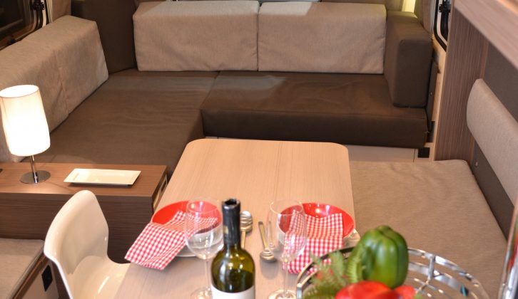 Check out the Knaus Lifestyle 490 with its innovative dining arrangement