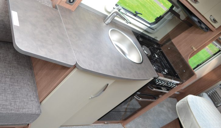 There’s plenty of work surface in the Alaria TI's kitchen and a large oven, although the sink may be a little small for some