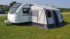 The Dorema Futura 330 Air All Season is 330cm wide, 250cm deep and has a fixing height of 235-255cm