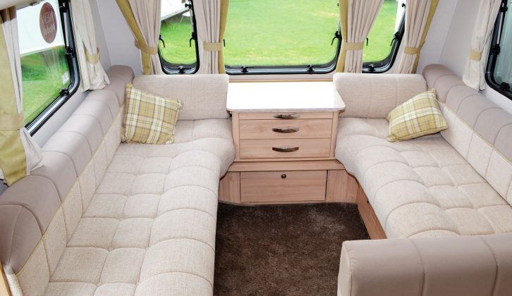 Extensions to the ends of the seat bases make the Elddis Avanté 840's sofas even more comfortable