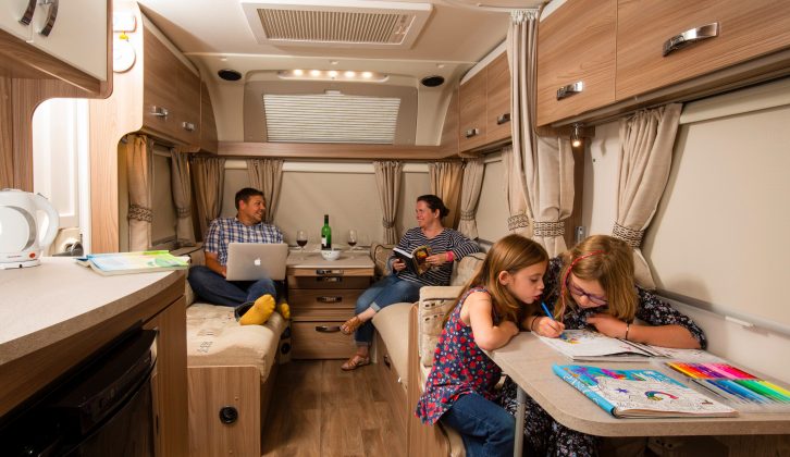 The sofas are great for lounging and with the dinette in use, this family van gives everyone their own separate space