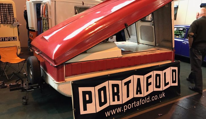One of the four Portafolds on show at the NEC shows how neatly the van folds away for towing