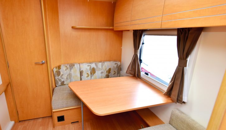 The Bailey Olympus 504’s nearside dinette can be made up as a double bed – this layout only lasted until 2011