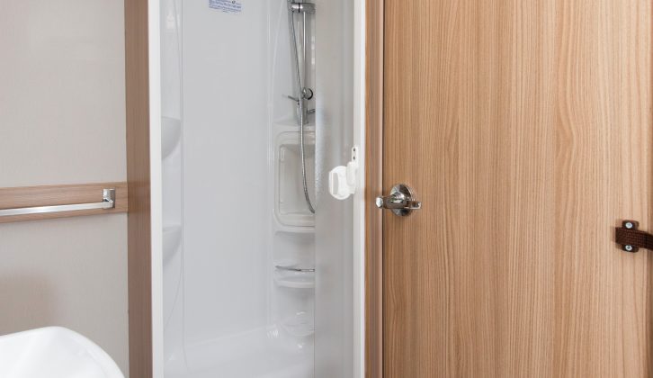 The nearside shower is a good size, with plenty of space for your lotions and potions