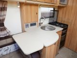 The kitchen is well-equipped and there's a flap to extend food prep space – read more in the Practical Caravan Bailey Unicorn Pamplona review