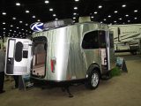 The rear of the Basecamp by Airstream features an 'escape hatch' door, in addition to the main door on the UK offside
