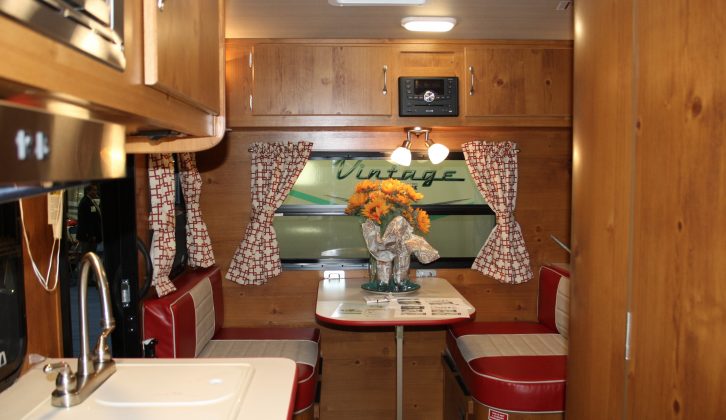 The interior of the Gulf Stream Vintage Cruiser feels more like a 1950s diner than a tourer