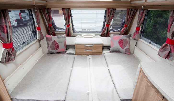 Make up the front double bed and you've got a generous sleeping space measuring 2.02m x 1.56m (6'8" x 5'1")