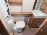The Swift Challenger 645's full width end washroom has a good amount of space