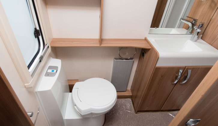 The Swift Challenger 645's full width end washroom has a good amount of space