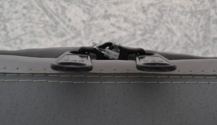 The zip fastenings for the air chamber on the Ventura Pascal 390 are kept tied shut