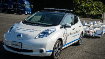 The autonomous tow cars operating at this Nissan factory could hint at the future for caravanners