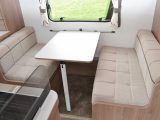 The dinette can cater for three and converts into a single bed measuring 1.80m x 0.85-1.00m – a bunk is an optional extra (£310)