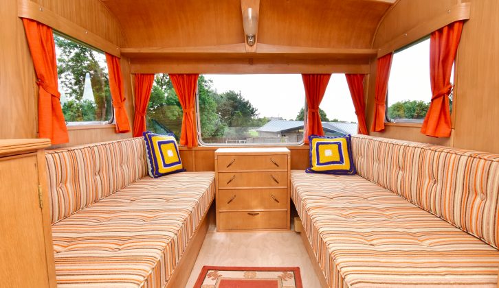 The upholstery was added during the restoration, which tried to adhere to the caravan's original spec