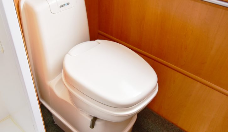 There's also a Thetford electric-flush loo in this used caravan's end washroom