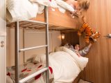 The fixed bunk beds in this Bailey Pegasus Ancona are well-placed and measure 1.78m x 0.60m