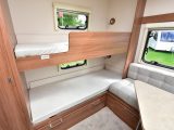 The fixed bunks are 1.79m x 0.66m, while the nearside single bed is 1.77m x 0.73m and the fold-up bunk along the rear wall is 1.66m x 0.57m