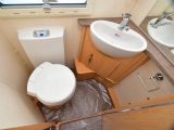 There's not much floor space in the washroom of this Coachman caravan – look out for cracks in the revised shower opposite